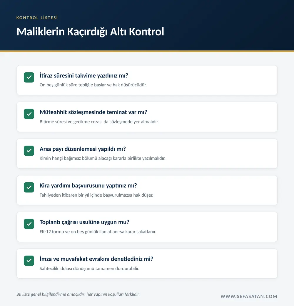 Kentsel dönüşüm şartları kapsamında maliklerin kaçırdığı altı kontrol maddesi