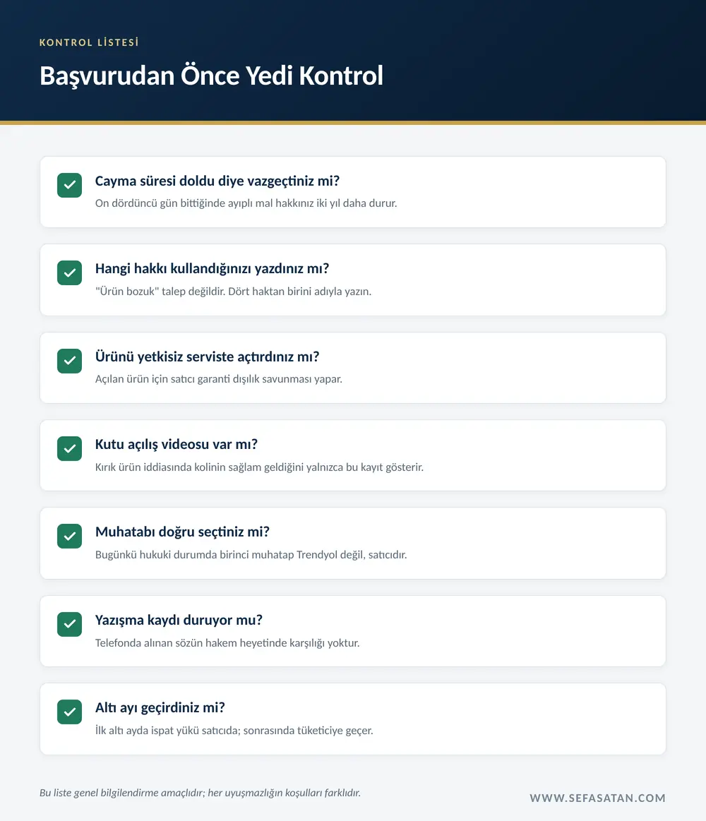 Trendyol ayıplı ürün şikâyetinde kaçınılması gereken yedi hatanın kontrol listesi